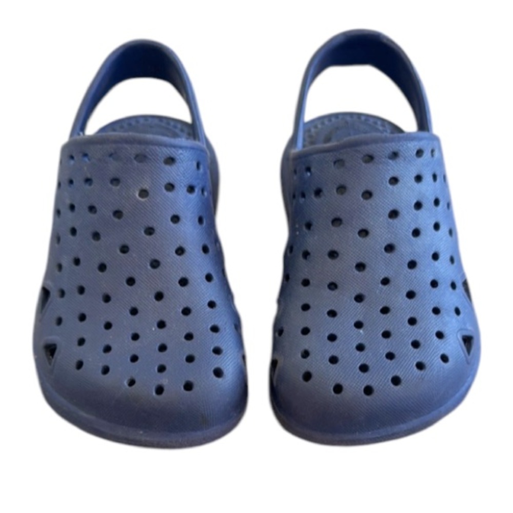 Totes Everywear kid’s navy blue casual heel strap rubber boat shoes size 5-6